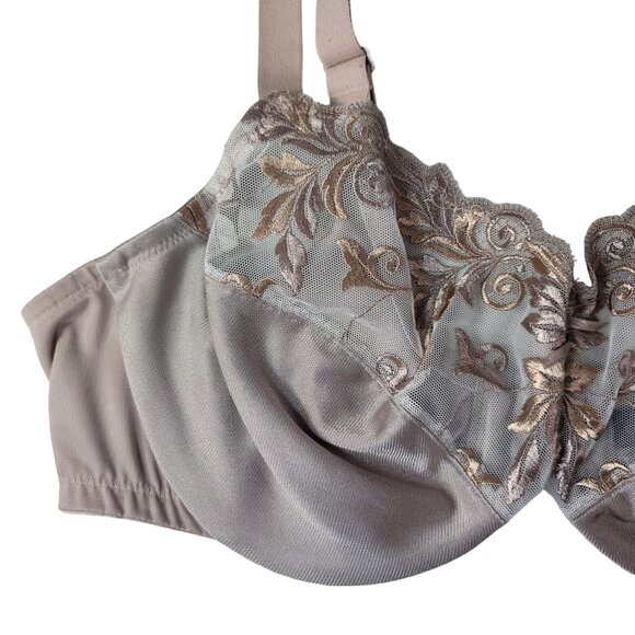 Soma Underwire Full Coverage Sheer Bra Cream Tan 42C Embroidered Unlined Lace - Picture 3 of 12